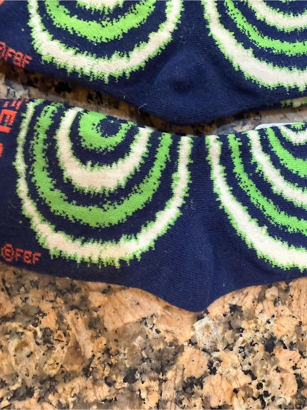 2 pairs! Equestrian YOUTH Navy - lime green Socks w/ “ heels down “ wording NEW